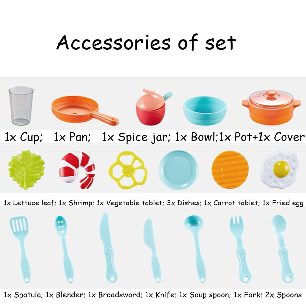 Set de cocina de juguete - Cocina para niños 23 piezas