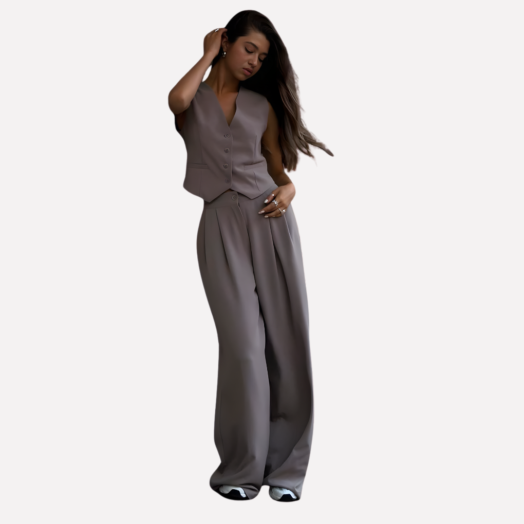 Gilet senza maniche da donna e pantaloni lunghi