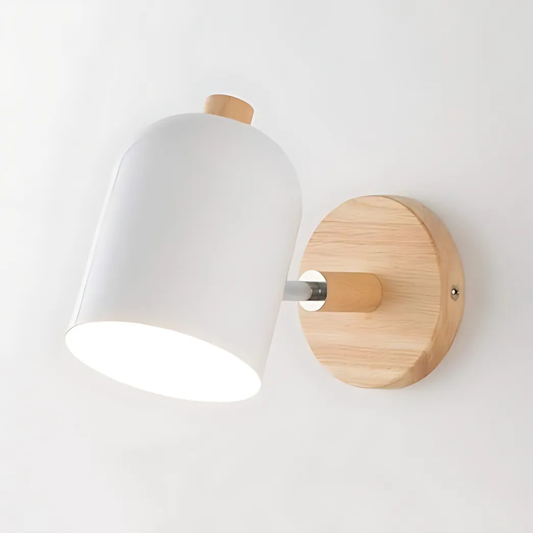 Skandinavische Holz-Zylinder LED-Wandleuchte 1-flammig