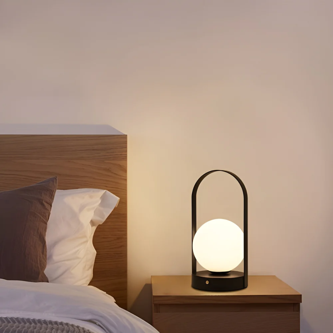 Moderne Metaal en Glas Bol LED Oplaadbare Tafellamp 1-Licht