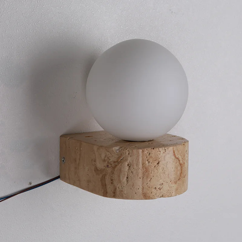 Moderner Travertin Kugel Wandleuchter LED 1-Flammig