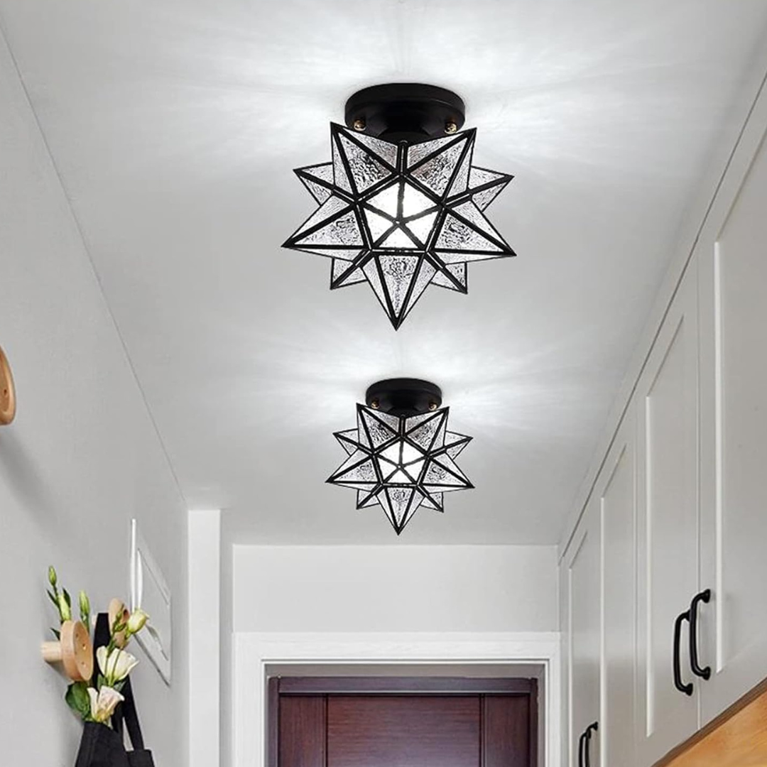 Modern Glass Star LED Ceiling Light 1-Light