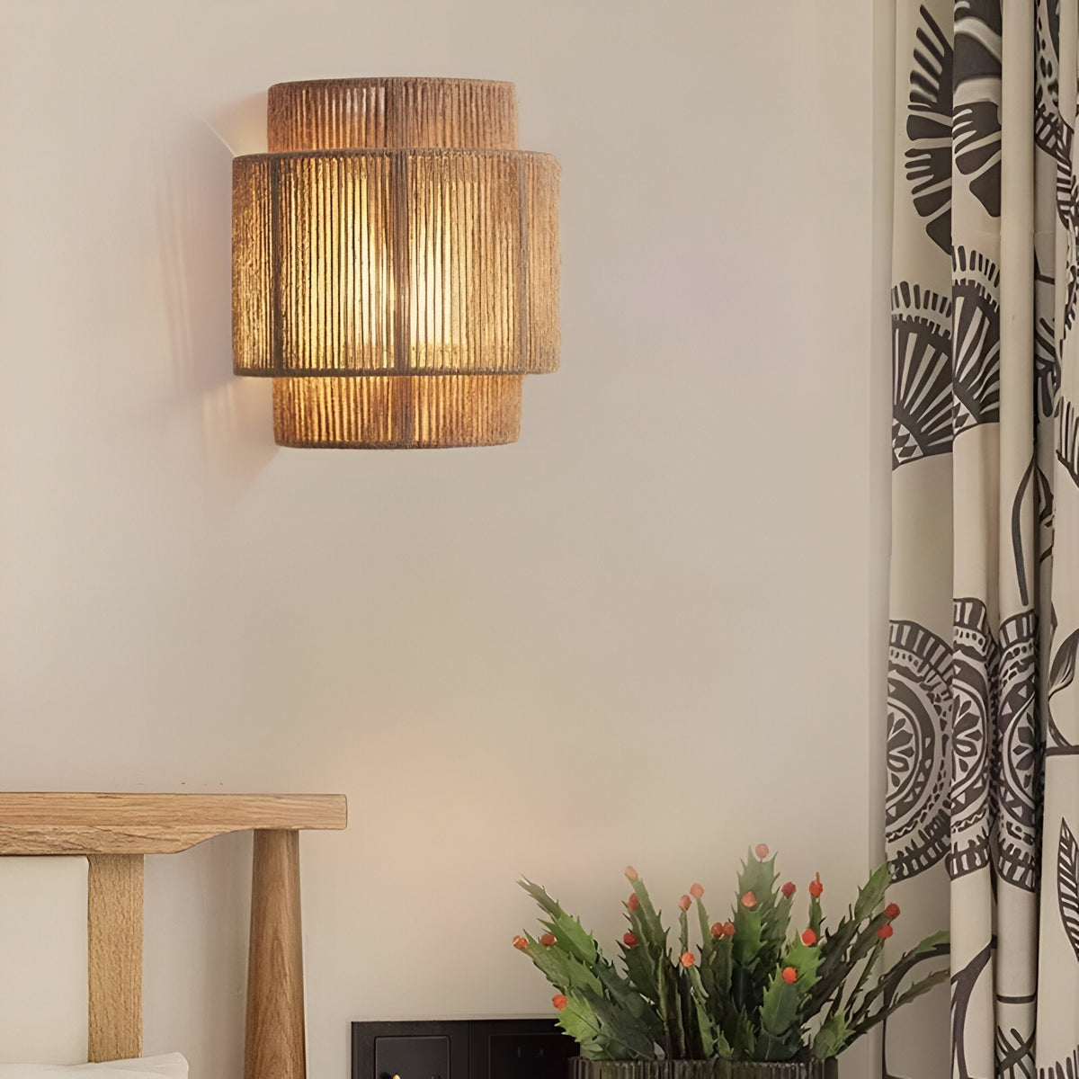 Vintage Boho handgewebter Seil Wandleuchter LED 1-Flammig