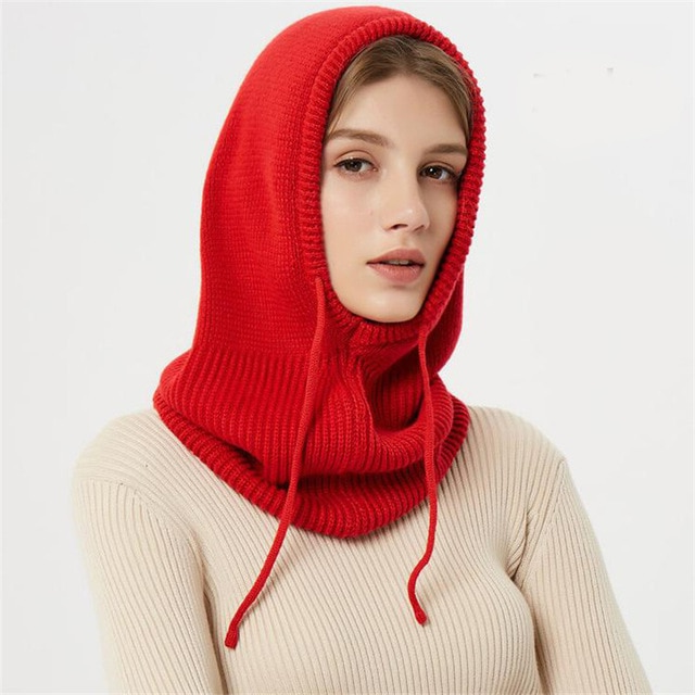 Puili | Winterstrickmütze | Kapuzen-Balaclava-Stil | Verstärkte Wollmischung mit Thermoisolierung | Verstellbarer Kordelzug | Winddichter, voluminöser Kopfschutz