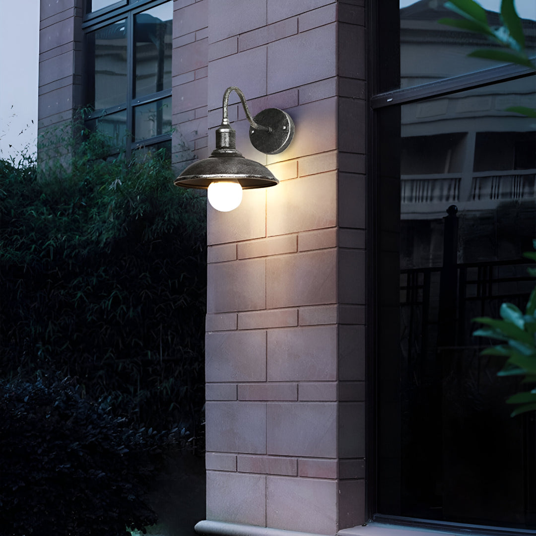 Vintage Industrial Iron Bowl Outdoor Wall Light LED 1-Light