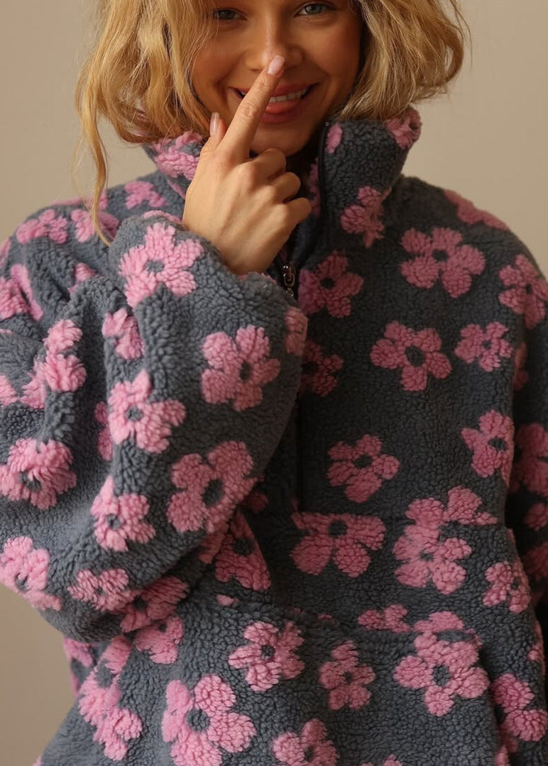 Cozy Floral Fleece Pullover