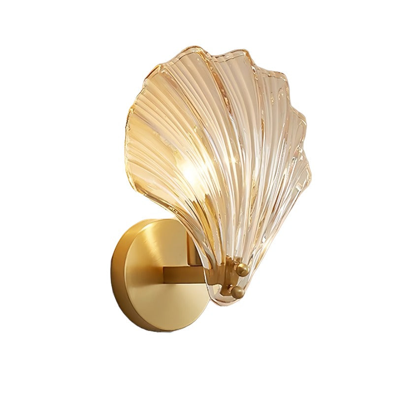 Applique da parete Art Deco in ottone con vetro a conchiglia LED 1 luce