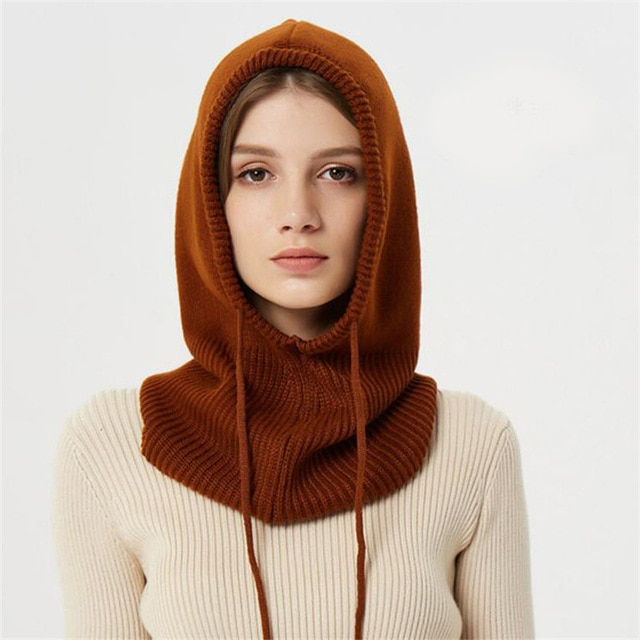 Puili | Winterstrickmütze | Kapuzen-Balaclava-Stil | Verstärkte Wollmischung mit Thermoisolierung | Verstellbarer Kordelzug | Winddichter, voluminöser Kopfschutz