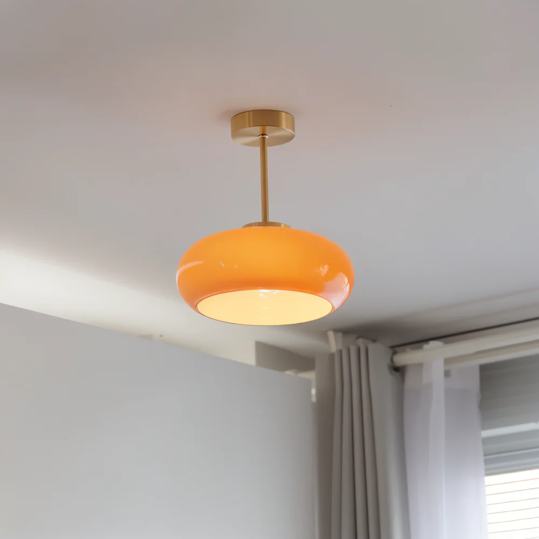 Vintage Bernstein-Glas-Deckenleuchte mit 1 Licht