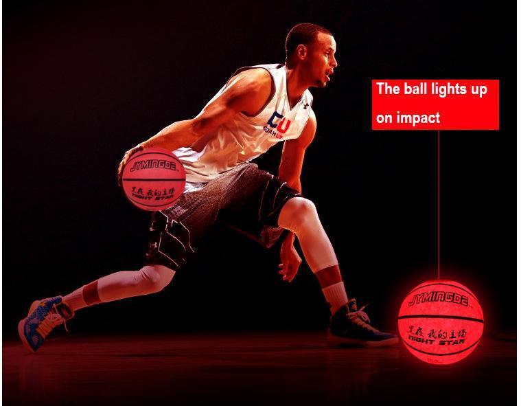 Pallacanestro LED ad Alta Luminosità che Brilla al Buio + Set Rete Luminosa per Pallacanestro
