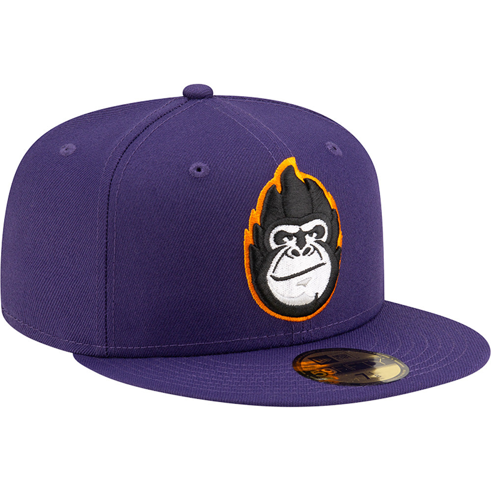 Gorra ajustada New Era 59FIFTY de los Phoenix Suns de la NBA con cabeza de gorila y contorno naranja