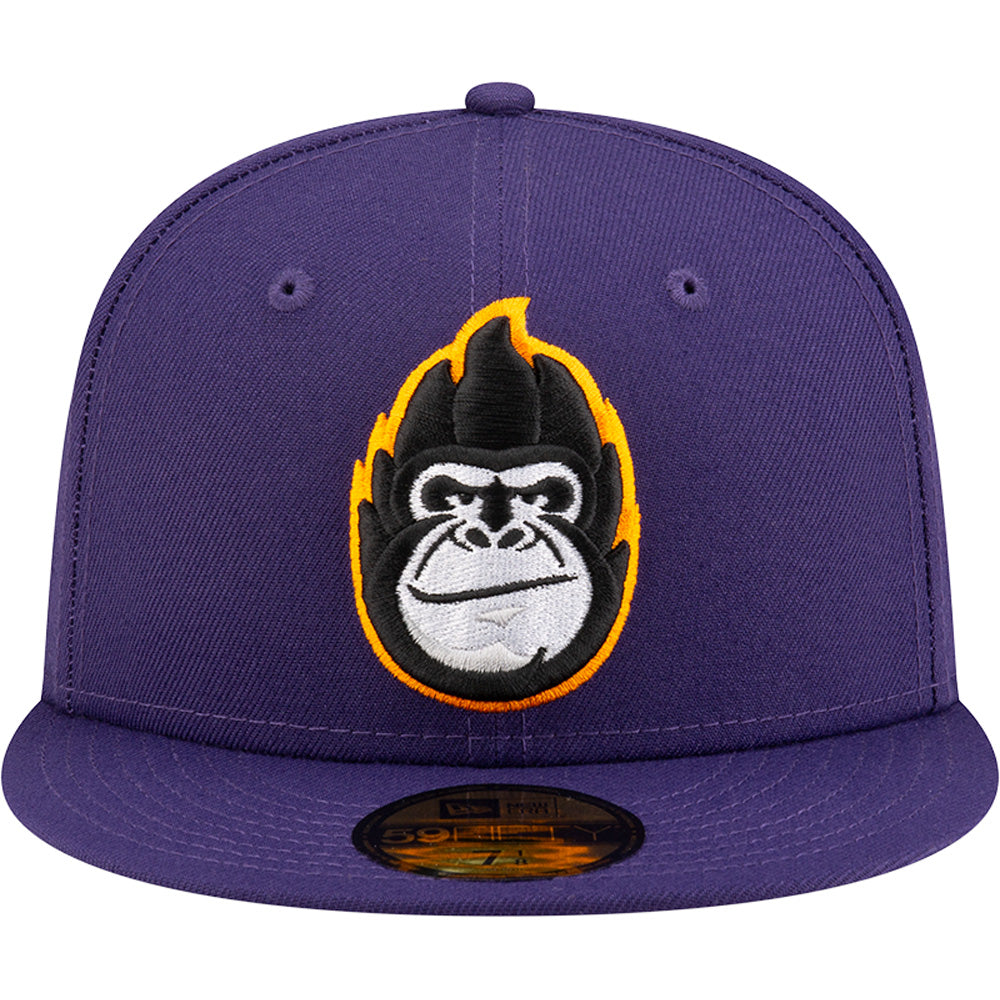 Gorra ajustada New Era 59FIFTY de los Phoenix Suns de la NBA con cabeza de gorila y contorno naranja
