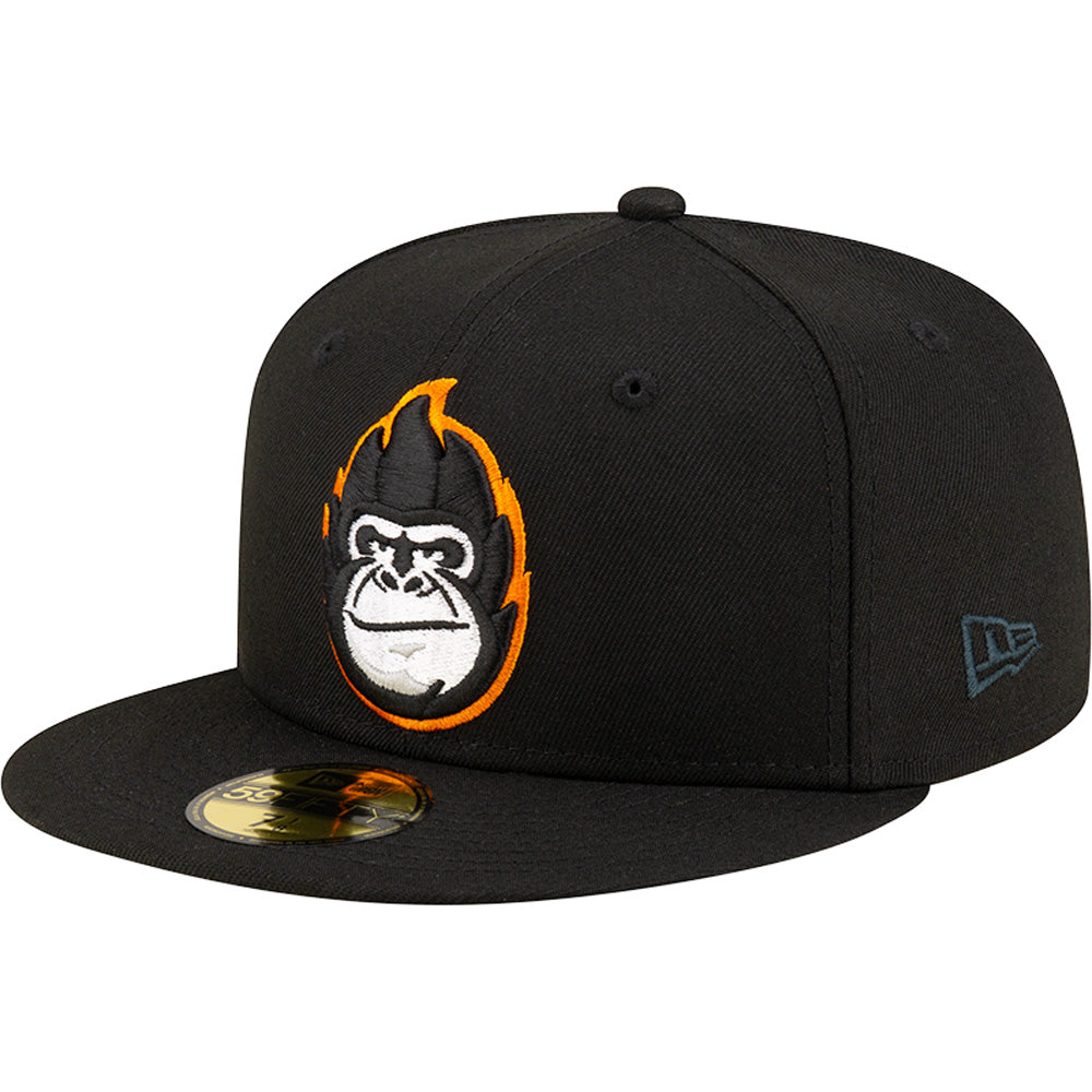 Gorra ajustada New Era 59FIFTY de los Phoenix Suns de la NBA con cabeza de gorila y contorno naranja - Negra