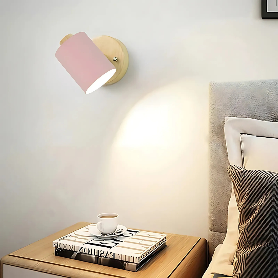 Moderne minimalistische Holz-Zylinder LED-Wandleuchte 1-flammig