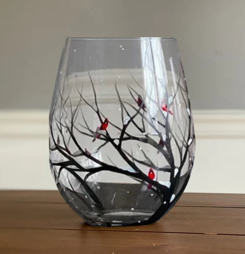 Frosetpro | Hand-Painted Four Seasons Wine Glass – Artistic Glassware for Elegant Moments