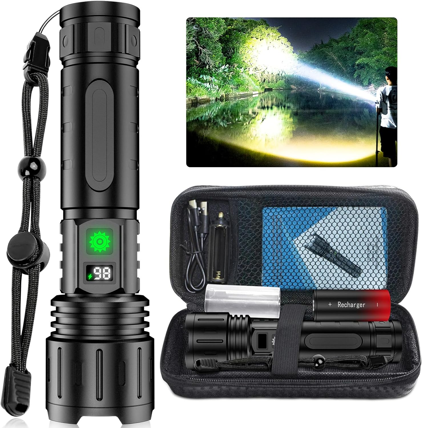La Linterna LED Más Brillante del Mundo – Antorcha de Alta Potencia de 100,000 Lúmenes
