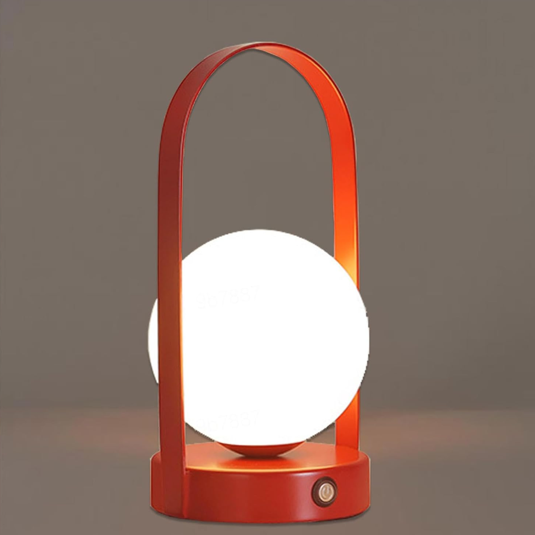 Lampada da tavolo moderna ricaricabile LED in metallo e vetro a globo 1 luce