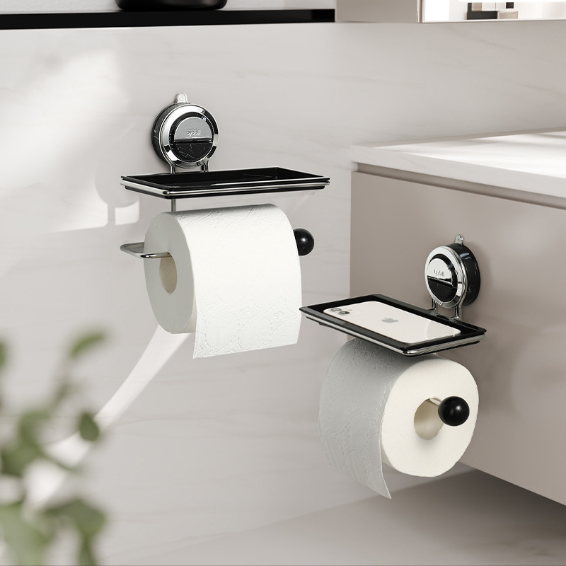 No-Drill Suction Stainless Steel Toilet Paper Holder – Rustproof & Easy to Install