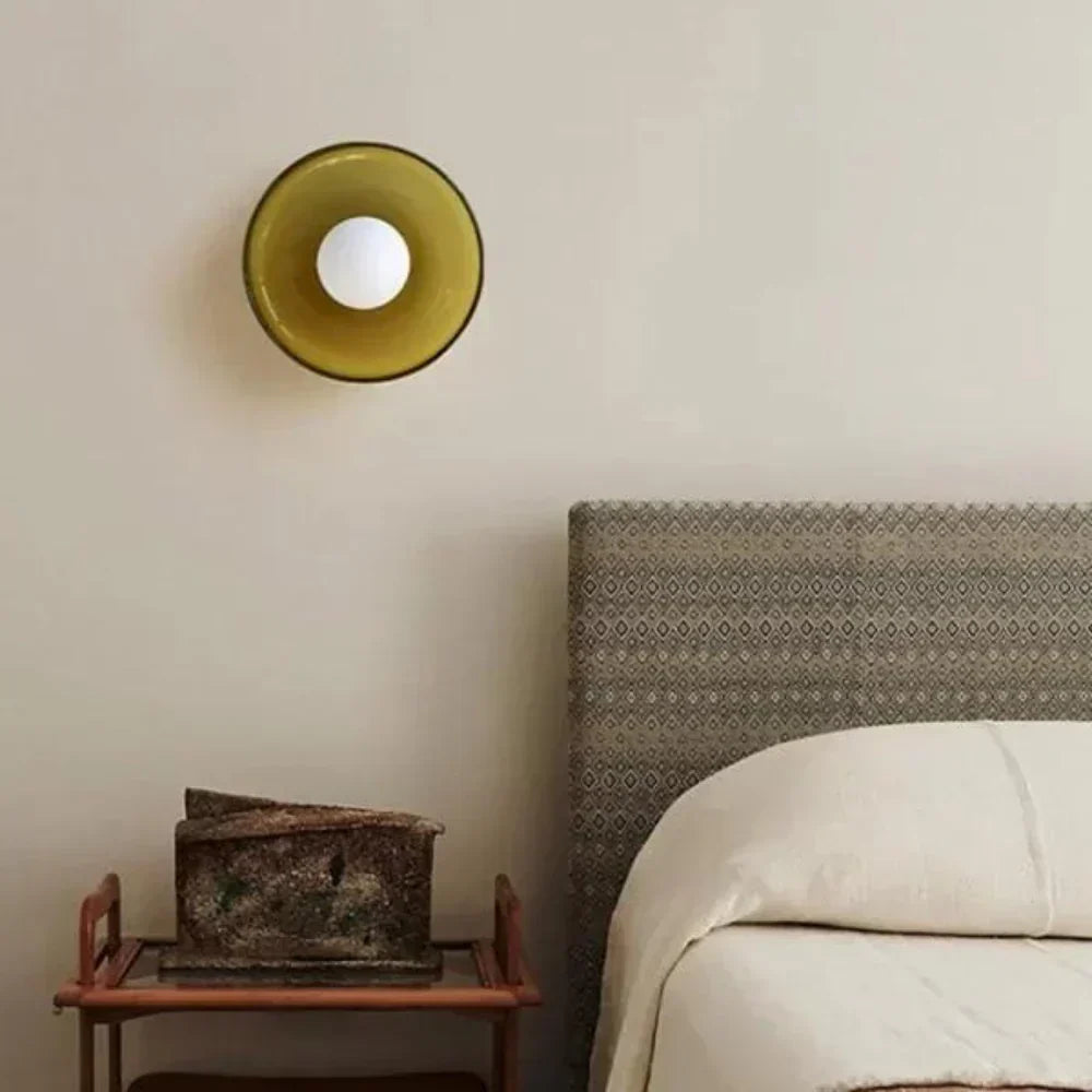 Plafoniera e applique moderna a disco in vetro con LED a 1 luce