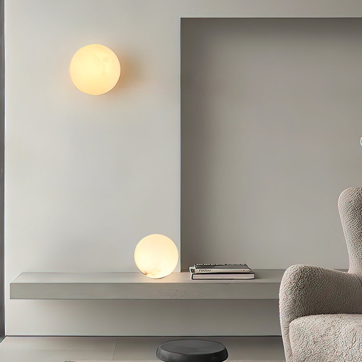 Applique da parete in alabastro a globo con LED a 1 luce