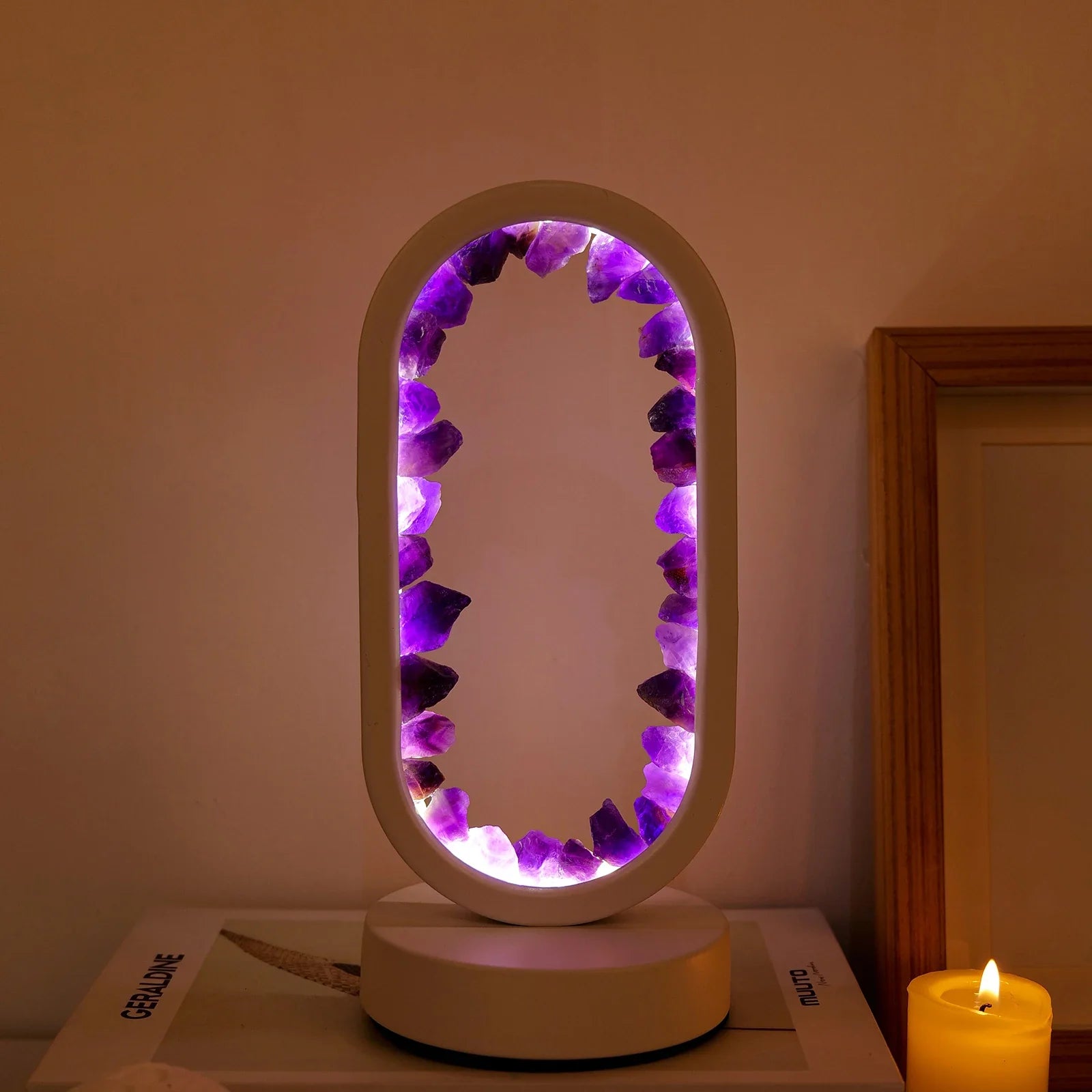 Modern Crystal Oval LED Table Lamp 1-Light