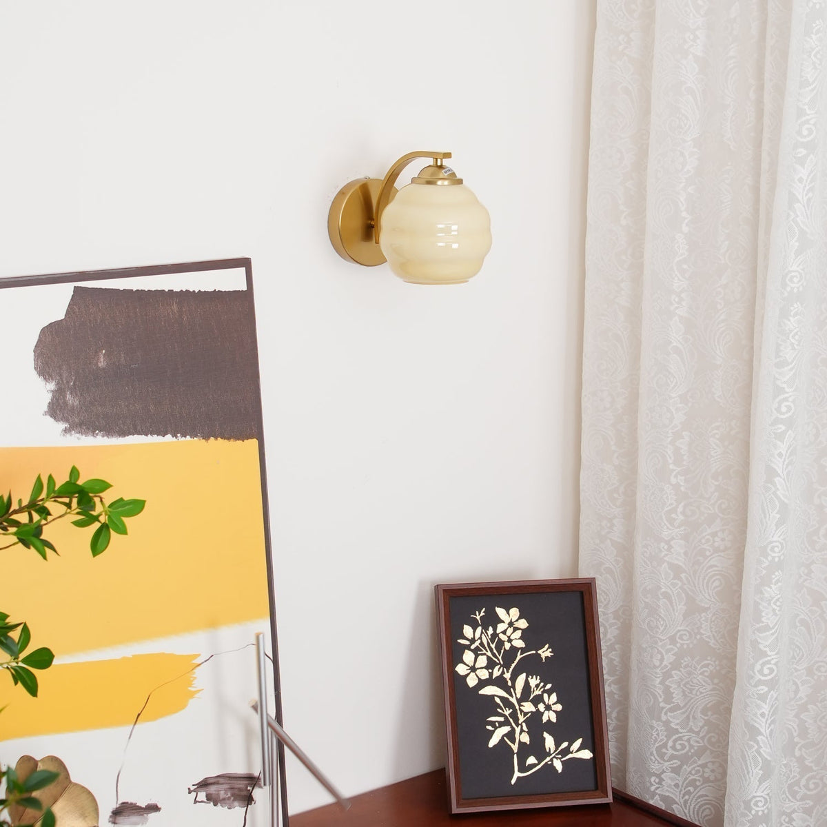 Aplique de pared Art Deco con globo de vidrio ondulado 1 luz