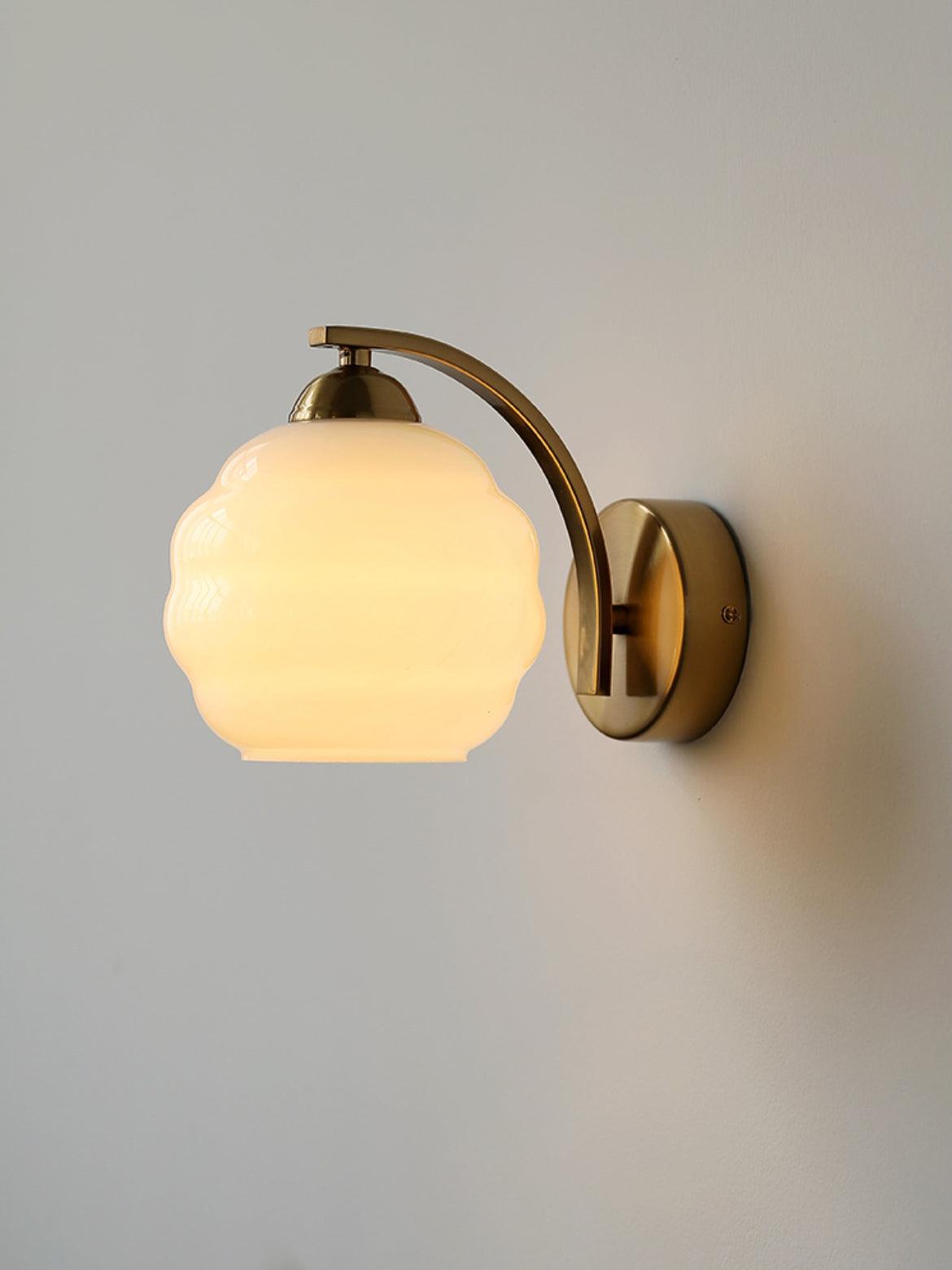 Art Deco Rippled Globe Glass Wall Sconce 1-Light