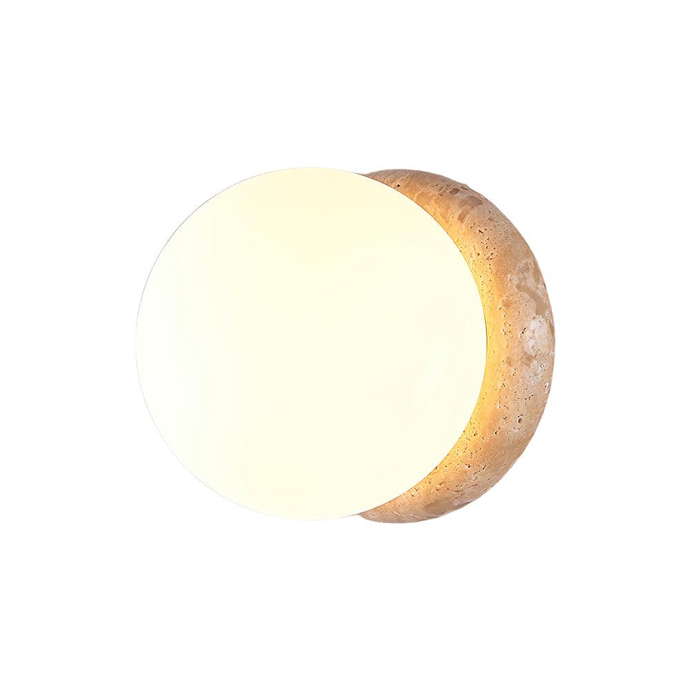 Lampada da parete esterna rotonda in pietra di travertino moderna LED 1 luce