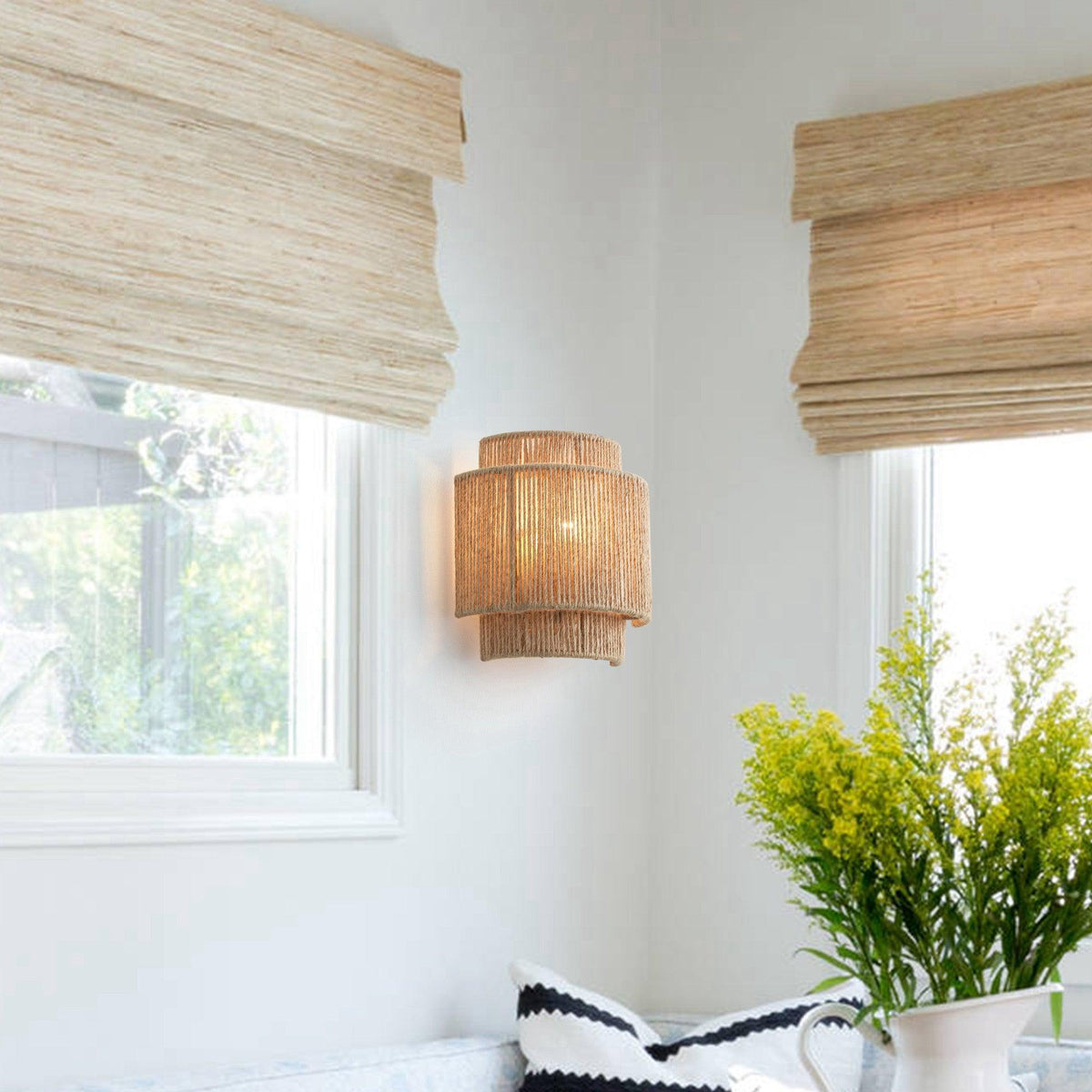 Vintage Boho handgewebter Seil Wandleuchter LED 1-Flammig