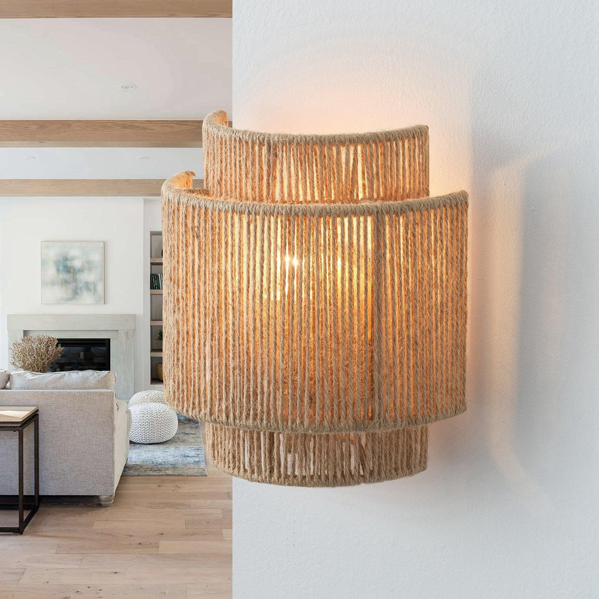 Vintage Boho handgewebter Seil Wandleuchter LED 1-Flammig
