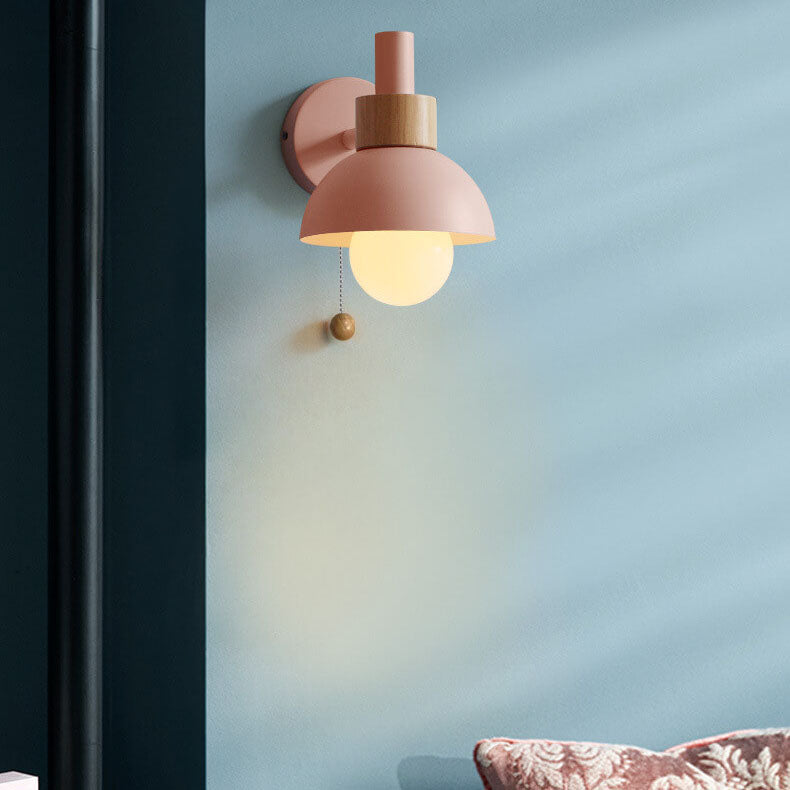 Applique da parete con globo in legno e metallo nordico LED 1 luce