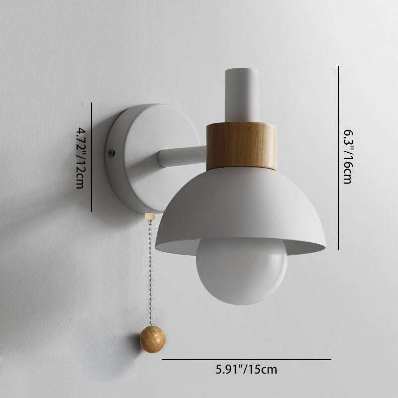 Applique da parete con globo in legno e metallo nordico LED 1 luce