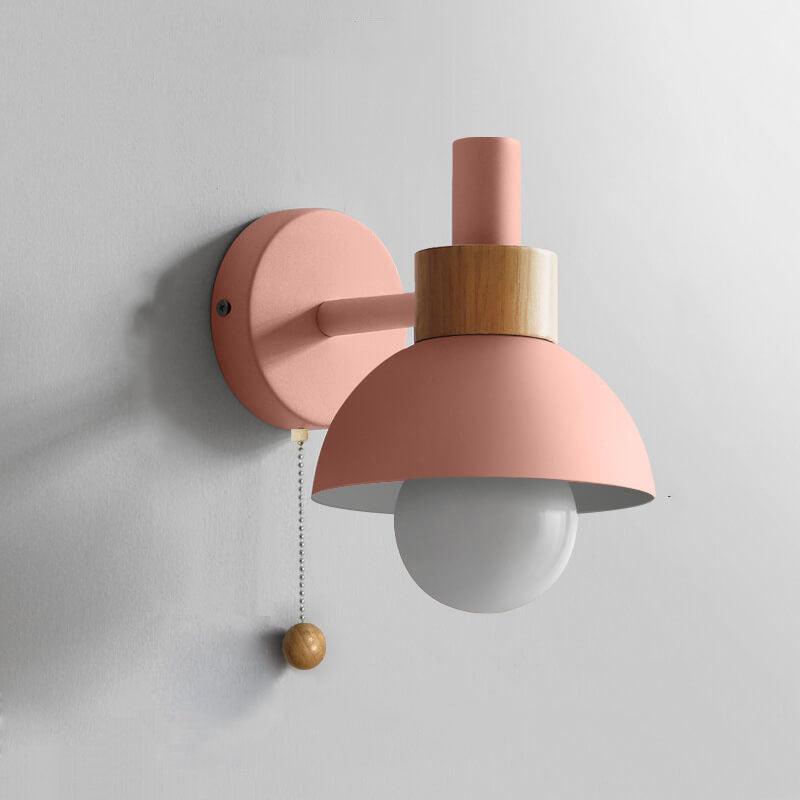 Applique da parete con globo in legno e metallo nordico LED 1 luce