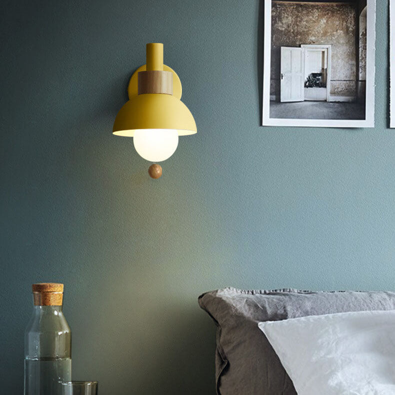 Applique da parete con globo in legno e metallo nordico LED 1 luce