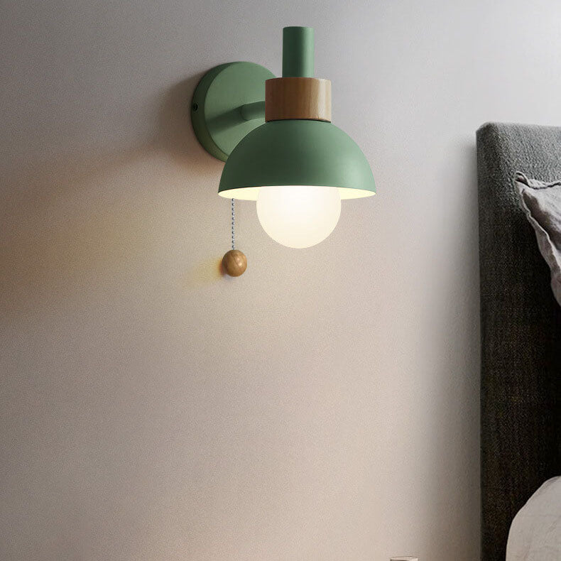Applique da parete con globo in legno e metallo nordico LED 1 luce