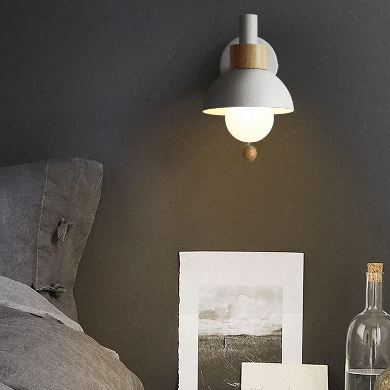 Applique da parete con globo in legno e metallo nordico LED 1 luce