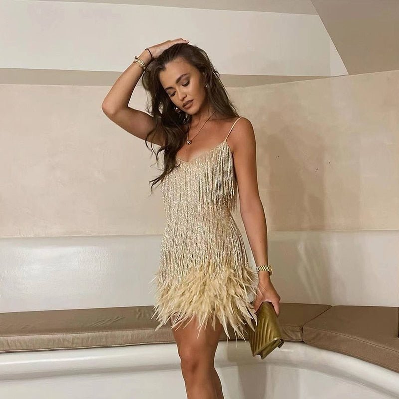 Puili | Mini vestido de plumas