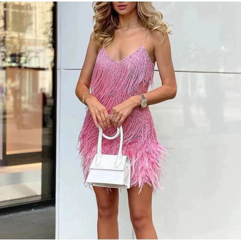 Puili | Mini vestido de plumas