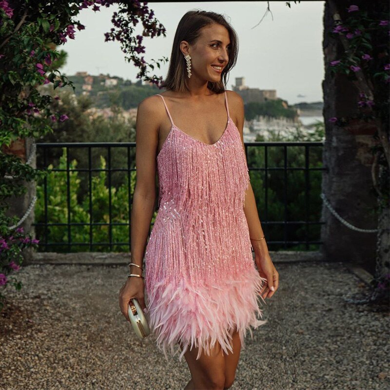 Puili | Mini vestido de plumas