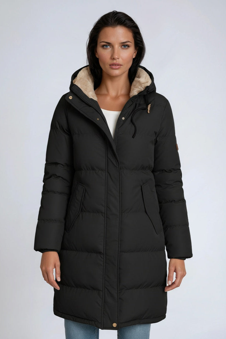 STEPPMANTEL | MID-LENGTH WINTERJACKE MIT KAPUZE