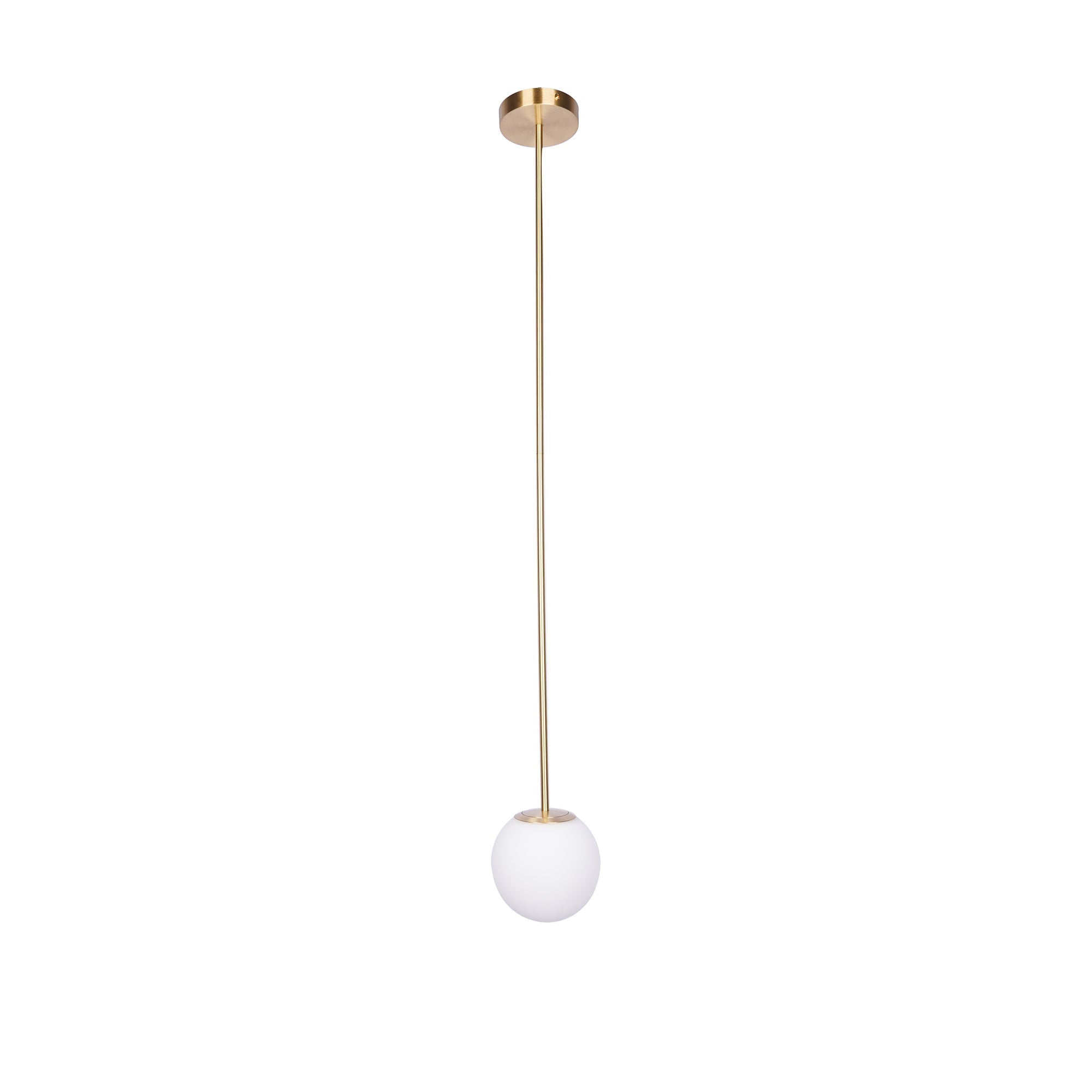 Lámpara colgante minimalista de globo de vidrio y latón 1 luz