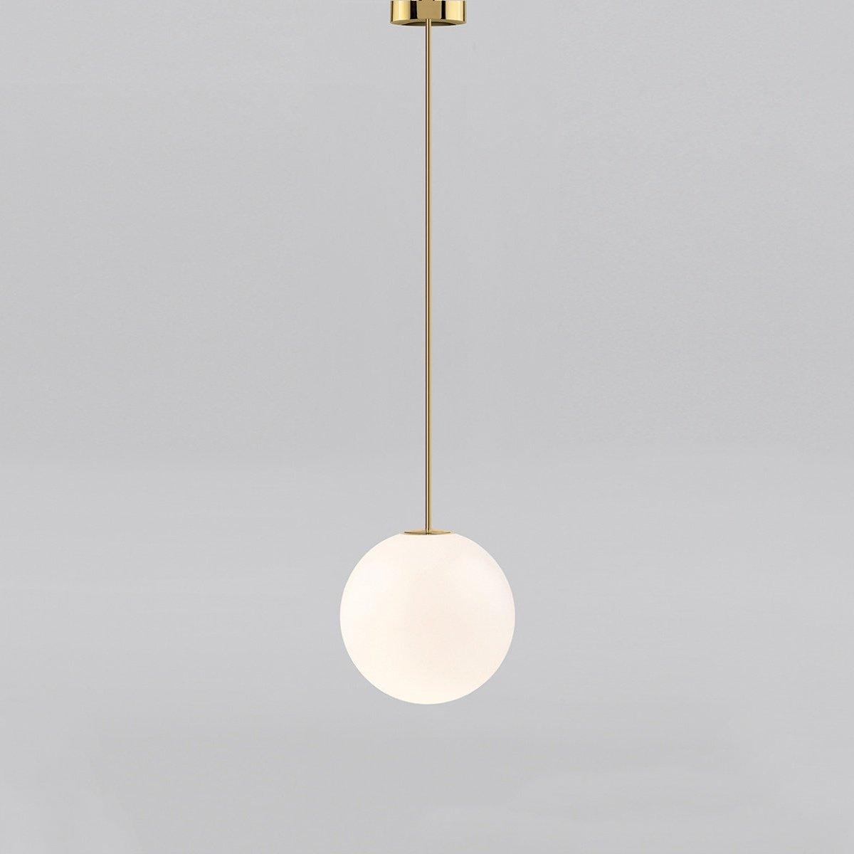 Lámpara colgante minimalista de globo de vidrio y latón 1 luz