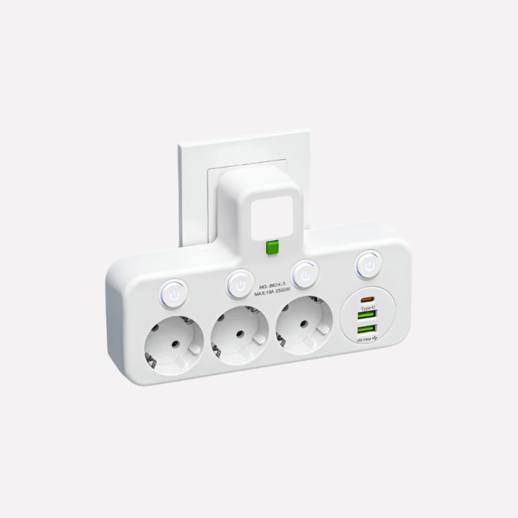 Regleta con puertos USB y Type-C