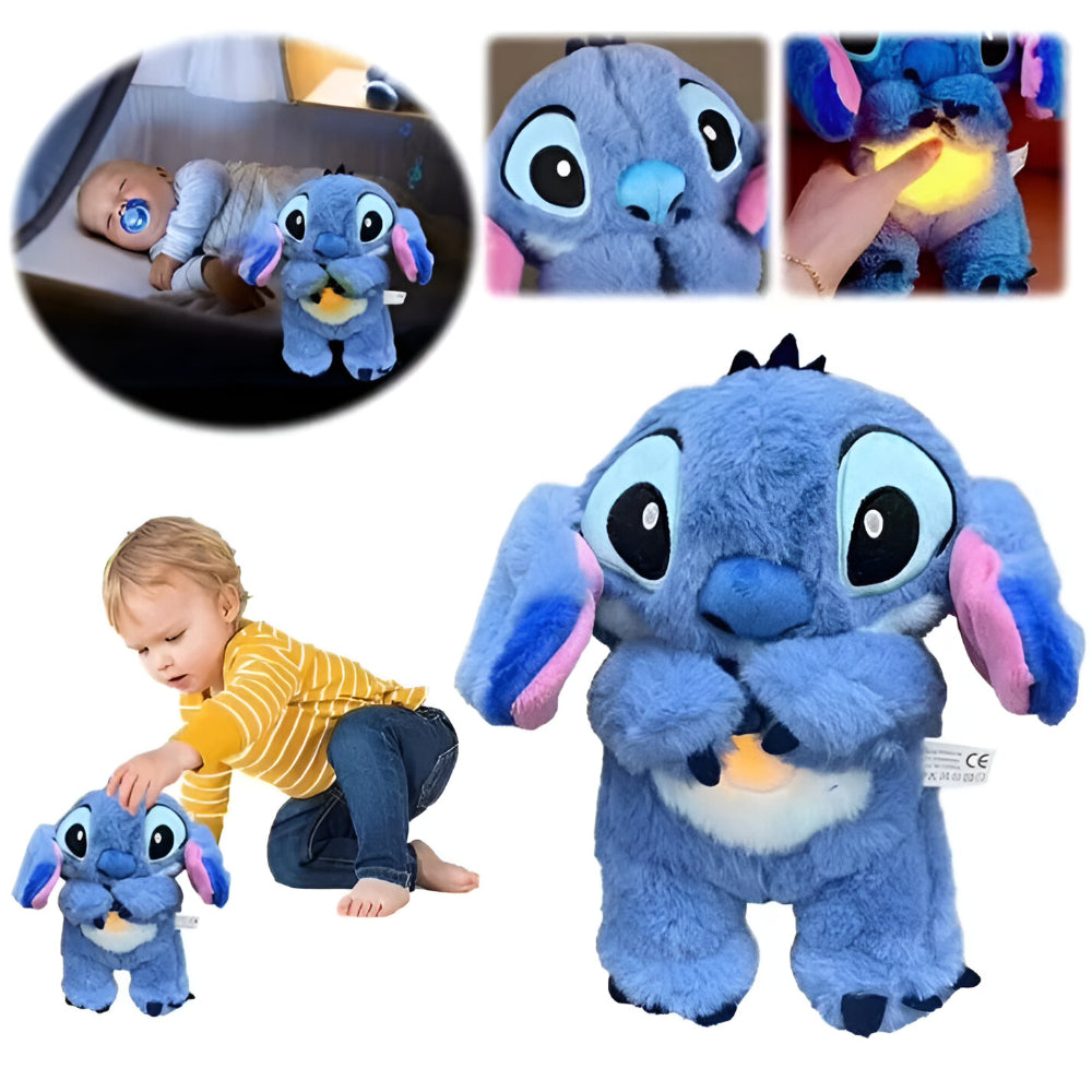 Juguete de peluche para niños con luz calmante y respiración para dormir