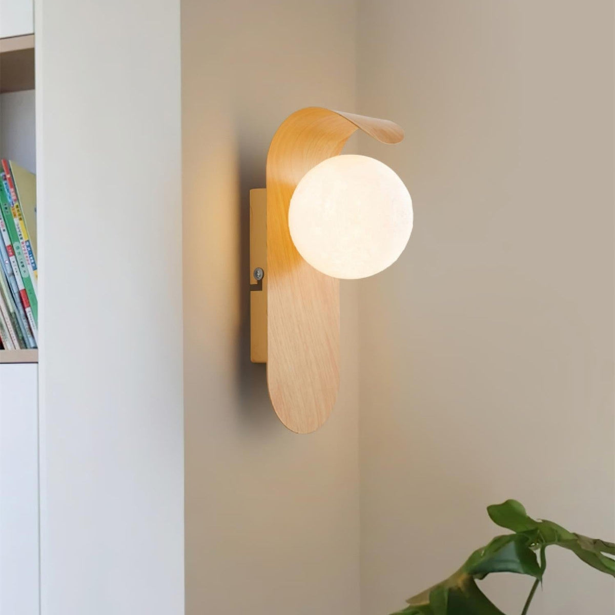 Nordische Holz-Kugel LED-Wandleuchte 1-flammig