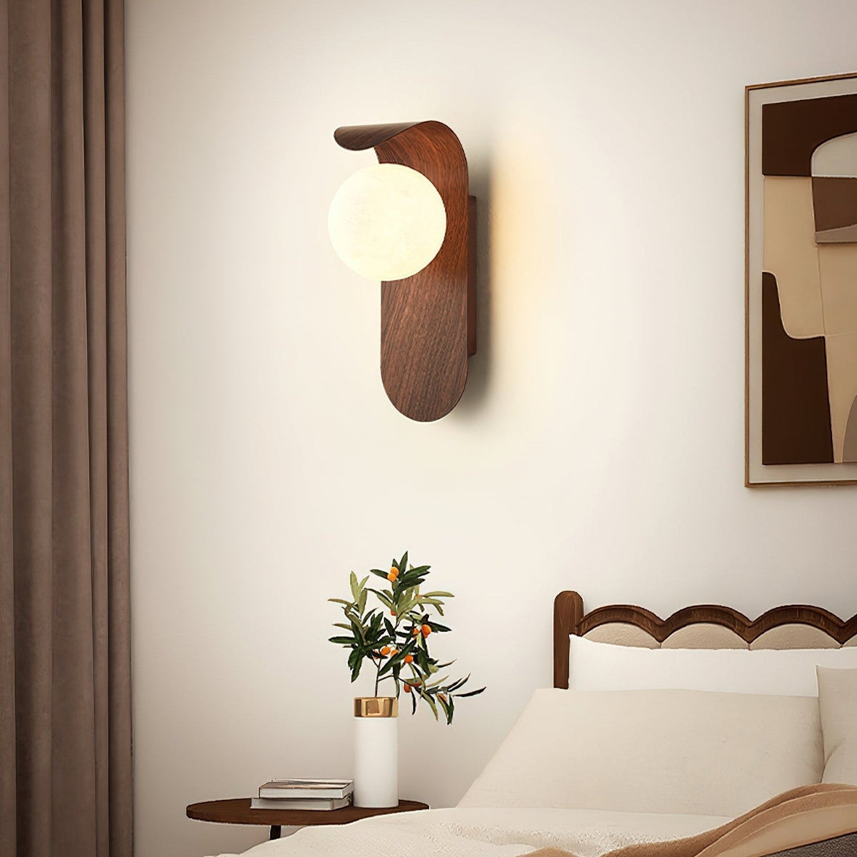 Nordische Holz-Kugel LED-Wandleuchte 1-flammig