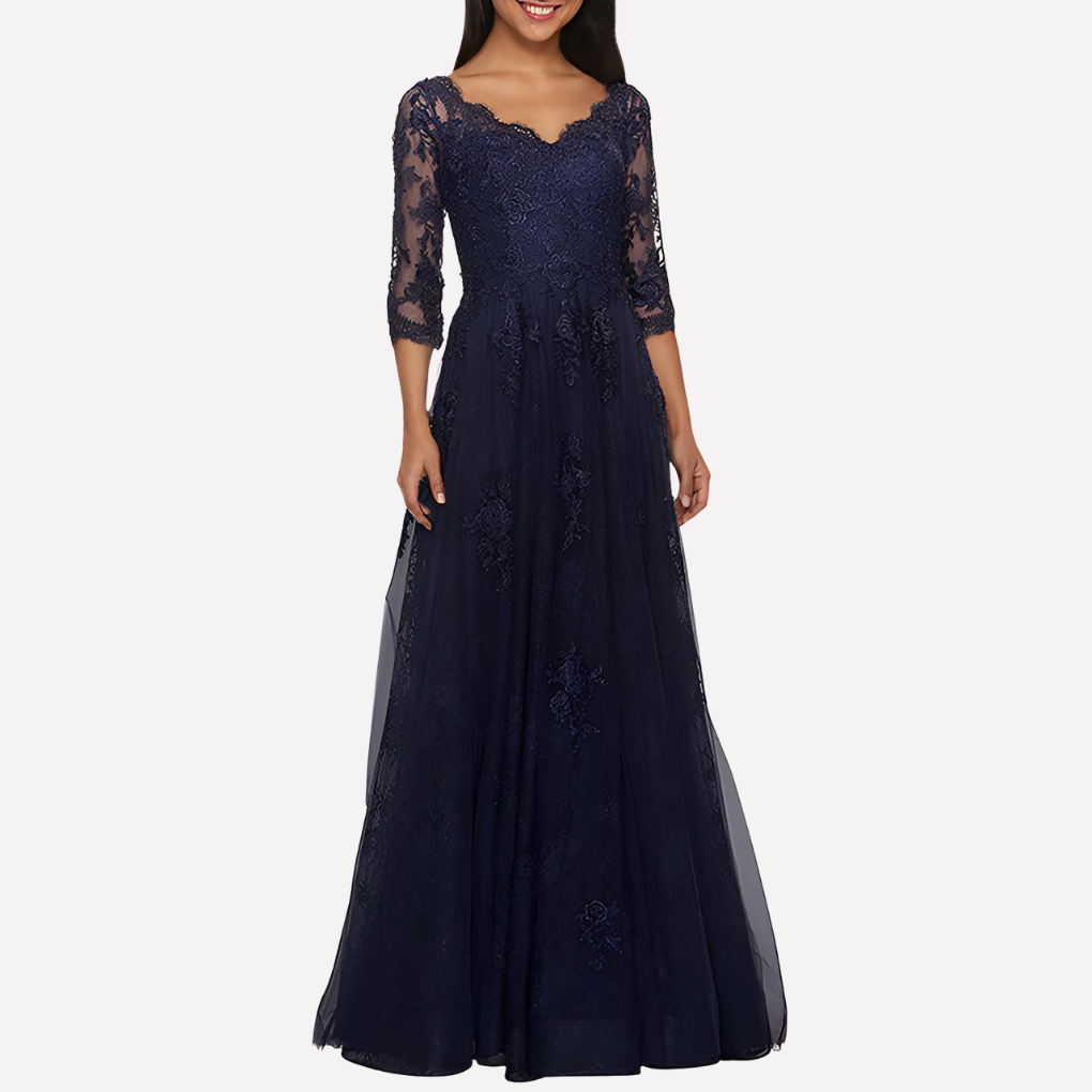 Elegant A-Line Dress with Timeless Round Neck