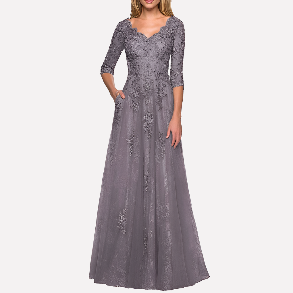 Elegant A-Line Dress with Timeless Round Neck