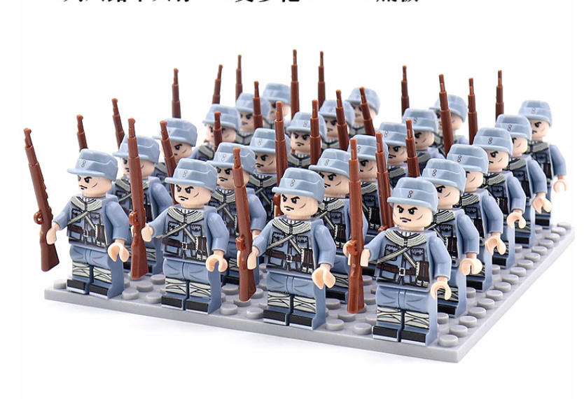 21-teiliges Set WWII Armee Militärbausteine Deutschland Frankreich Italien Japan Großbritannien