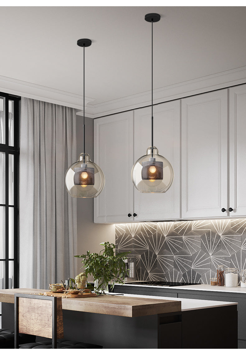 Modern Capsule Perforated Glass Pendant Light 1-Light